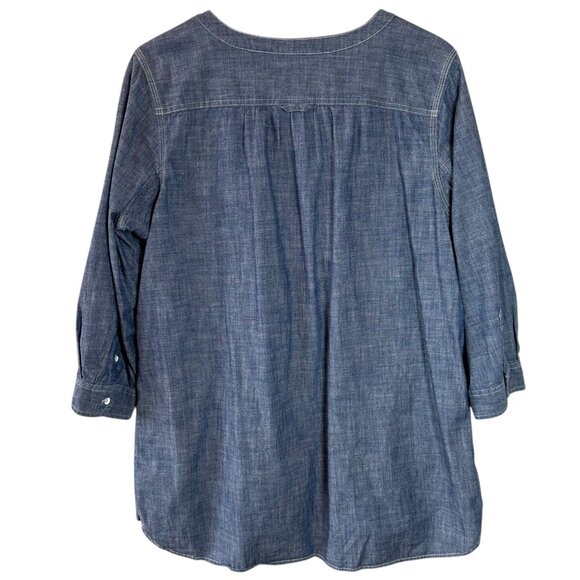 Duluth Trading Co Chambray Denim Tunic Top Organic Cotton Blue Size XL - Picture 5 of 6